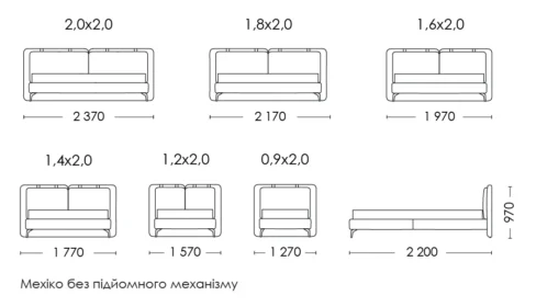 Схема розмірів Мехіко Slim