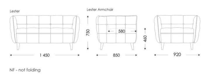 Схема розмірів Lester Armchair