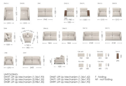Схема розмірів Denver Modulsofa